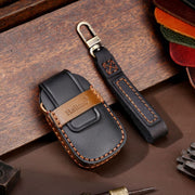For Chevrolet 4-button Hallmo Car Cowhide Leather Key Protective Cover Key Case(Black)