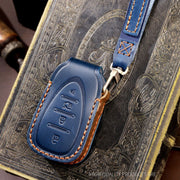 For Chevrolet 4-button Hallmo Car Cowhide Leather Key Protective Cover Key Case(Black)