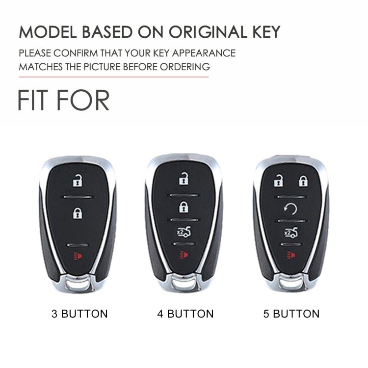 For Chevrolet 4-button Hallmo Car Cowhide Leather Key Protective Cover Key Case(Black)