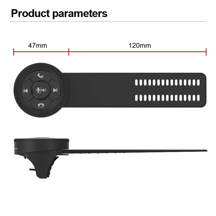 Universal Strap Shape Steering Wheel Remote Control Car Multimedia Wireless Button Remote Control (Black)
