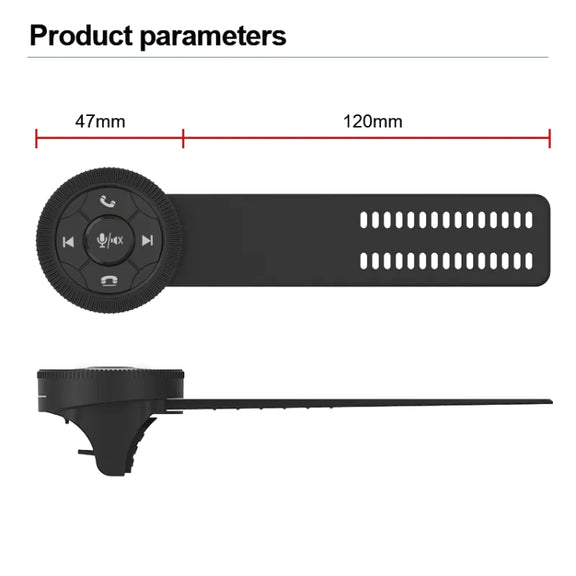 Universal Strap Shape Steering Wheel Remote Control Car Multimedia Wireless Button Remote Control (Black)