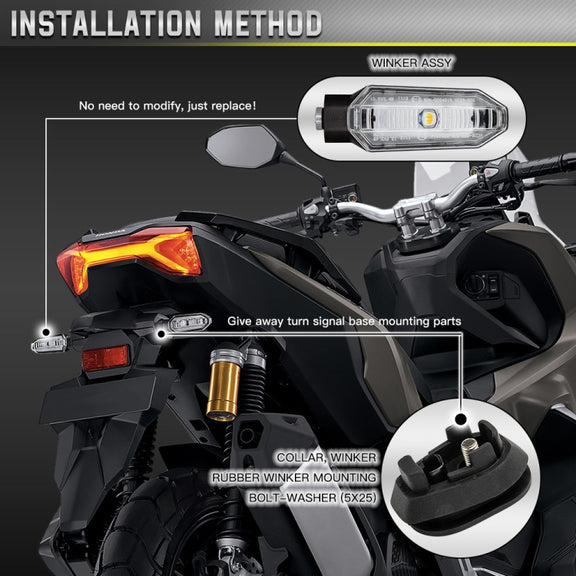 2pcs For Honda RS150 XRE300 CRF300 X-ADV Motorcycles LED Turn Signal Light(Black)
