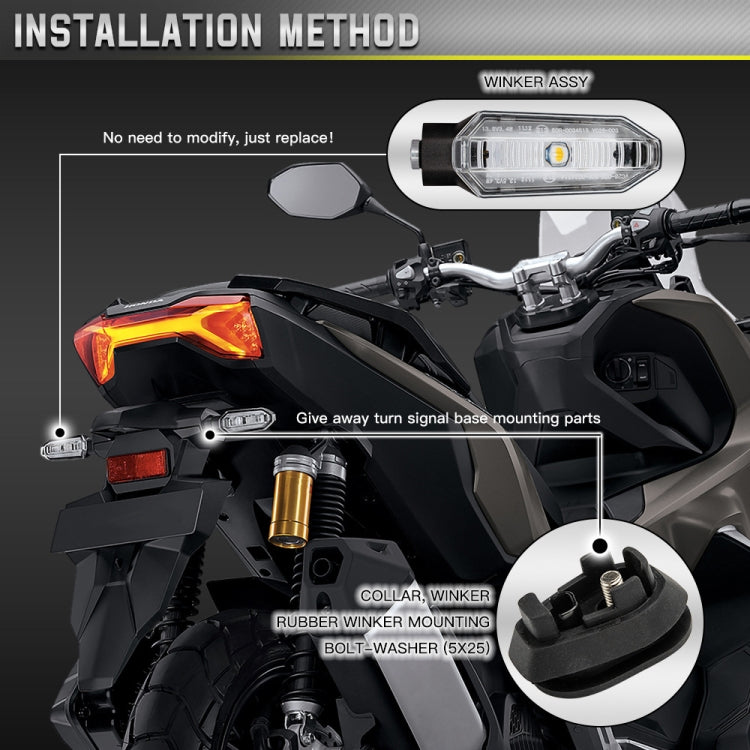 2pcs For Honda RS150 XRE300 CRF300 X-ADV Motorcycles LED Turn Signal Light(Black)