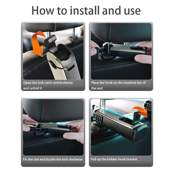 G202 Car Creative Phone Bracket Hook 360 Degree Rotating Telescopic Bracket(Black)