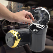 N12B Car Creative Ashtray Solar Power With Light And Cover Car Supplies (Silver)