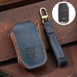 For KIA Carnival EX / SX Hallmo Car Cowhide Leather Key Protective Cover Key Case(Blue) - Car Key Cases by Hallmo | Online Shopping South Africa | PMC TechLife | Buy Now Pay Later Mobicred
