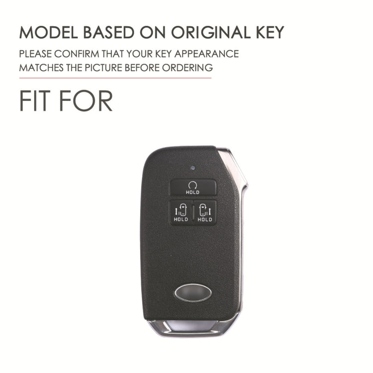 For KIA Carnival EX / SX Hallmo Car Cowhide Leather Key Protective Cover Key Case(Blue)