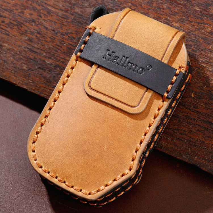 For KIA Carnival EX / SX Hallmo Car Cowhide Leather Key Protective Cover Key Case(Brown)