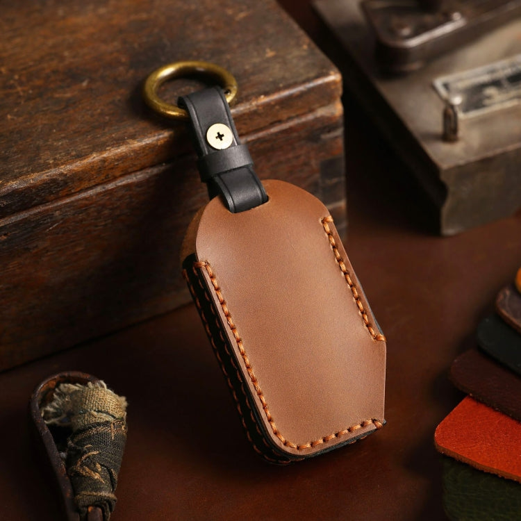 For Kia Sorento Hallmo Car Cowhide Leather Key Protective Cover Key Case(Brown)