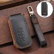 For Kia 5-button Hallmo Car Cowhide Leather Key Protective Cover Key Case(Black) - Car Key Cases by Hallmo | Online Shopping South Africa | PMC TechLife | Buy Now Pay Later Mobicred