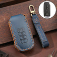 For Kia 5-button Hallmo Car Cowhide Leather Key Protective Cover Key Case(Blue) - Car Key Cases by Hallmo | Online Shopping South Africa | PMC TechLife | Buy Now Pay Later Mobicred