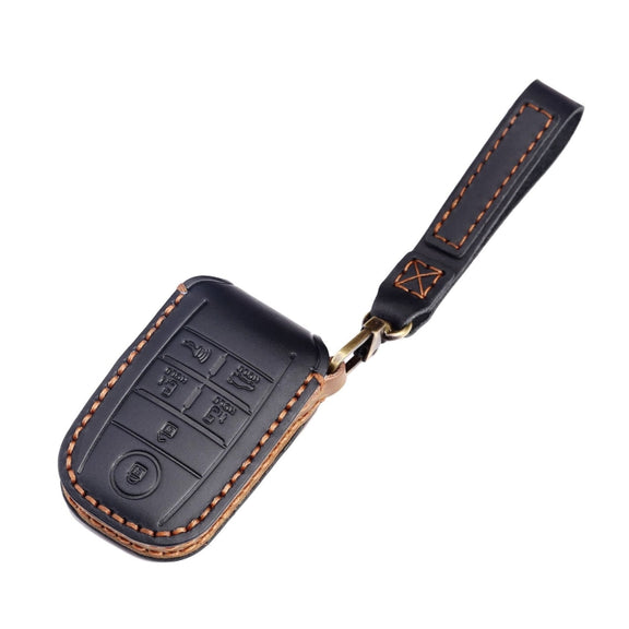 For Kia C134 6-button Hallmo Car Cowhide Leather Key Protective Cover Key Case(Black)