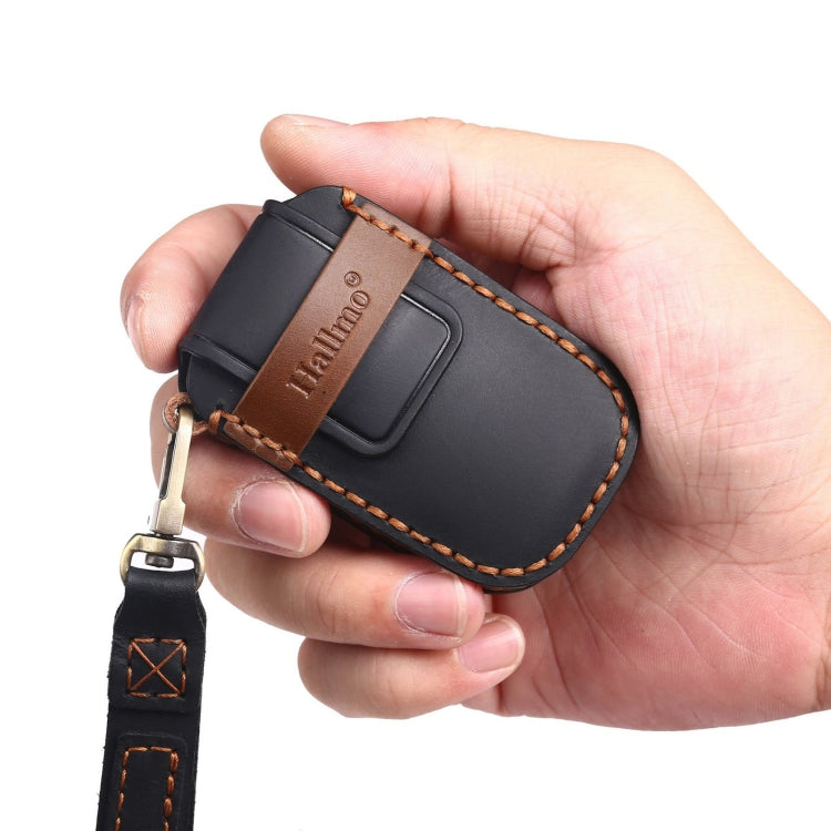 For Kia C134 6-button Hallmo Car Cowhide Leather Key Protective Cover Key Case(Black)