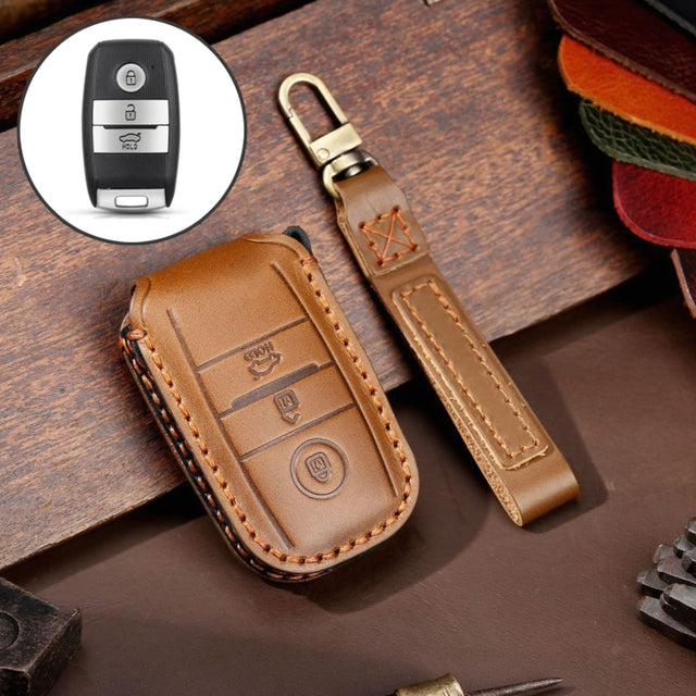 For Kia Sportage R / K5 / K4 / K2 / KX3 Hallmo A Style Car Cowhide Leather Key Protective Cover Key Case(Brown)