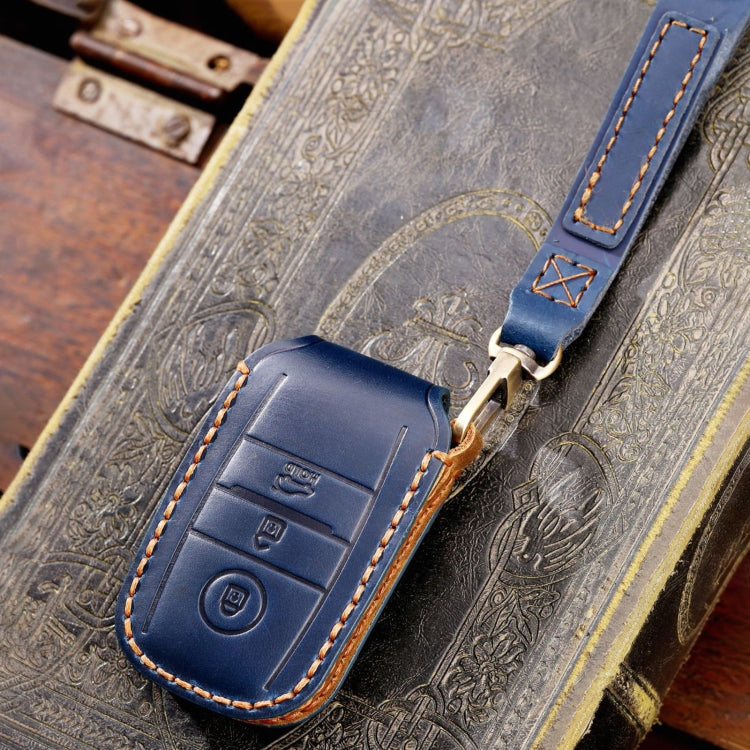 For Kia Sportage R / K5 / K4 / K2 / KX3 Hallmo A Style Car Cowhide Leather Key Protective Cover Key Case(Blue)