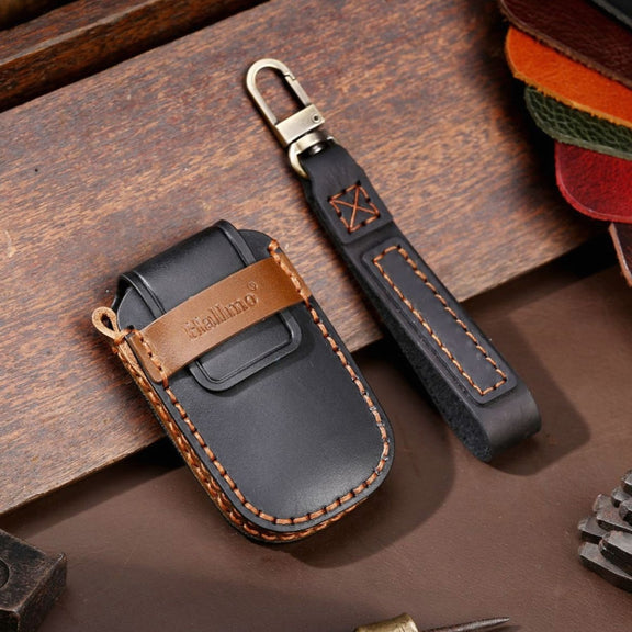 For Kia Sportage R / K5 / K4 / K2 / KX3 Hallmo B Style Car Cowhide Leather Key Protective Cover Key Case(Black)