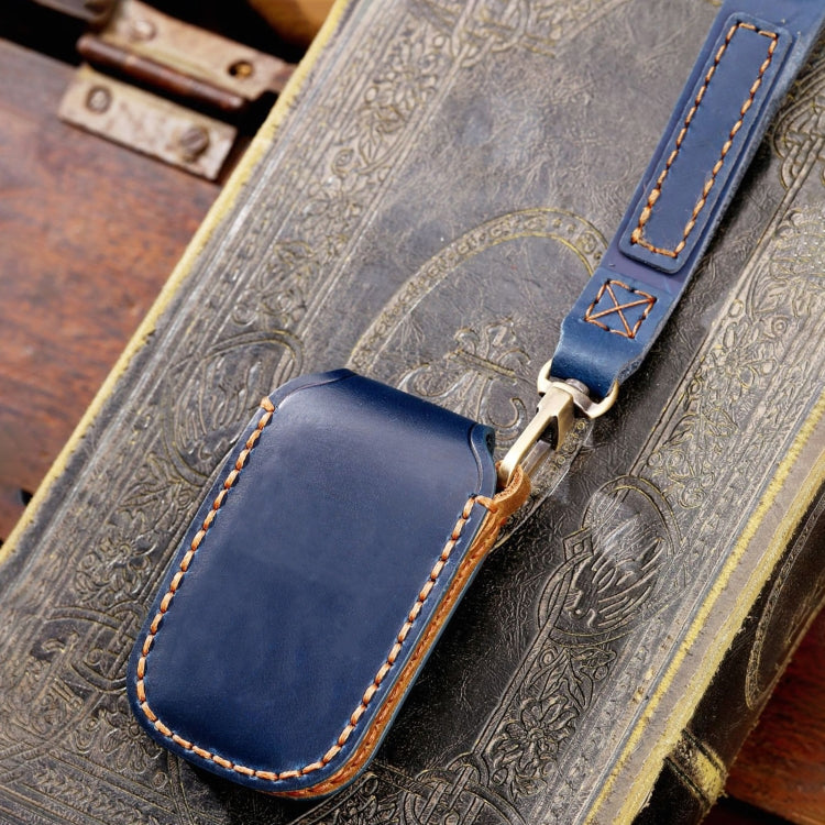 For Kia Sportage R / K5 / K4 / K2 / KX3 Hallmo B Style Car Cowhide Leather Key Protective Cover Key Case(Blue)