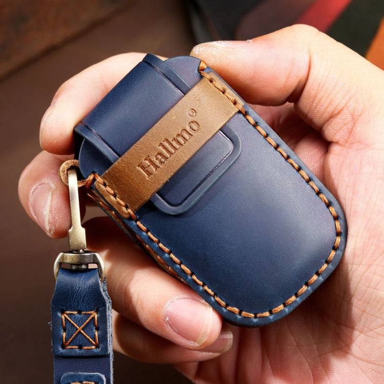 For Kia Sportage R / K5 / K4 / K2 / KX3 Hallmo B Style Car Cowhide Leather Key Protective Cover Key Case(Blue)