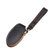 For Nissan 4-button Horn Hallmo Car Cowhide Leather Key Protective Cover Key Case(Brown)