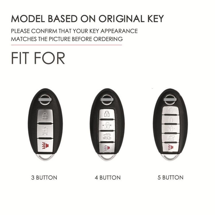 For Nissan 4-button Horn Hallmo Car Cowhide Leather Key Protective Cover Key Case(Brown)