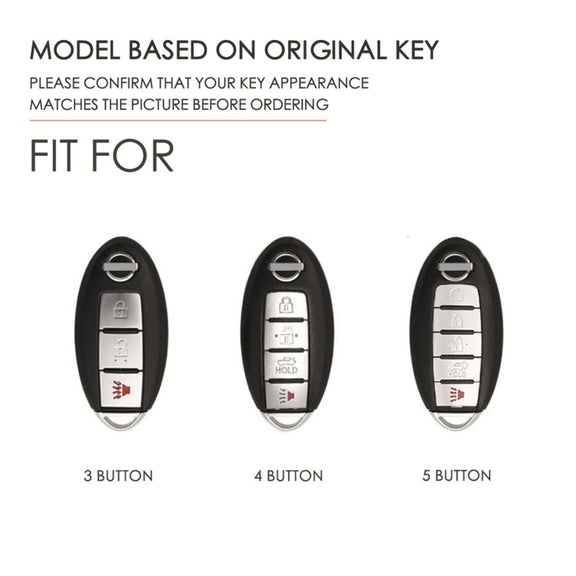 For Nissan 5-button Horn Hallmo Car Cowhide Leather Key Protective Cover Key Case(Black)