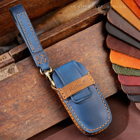 For Nissan Teana / Ariya 4-button Horn Hallmo Car Cowhide Leather Key Protective Cover Key Case(Black)