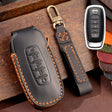 For Nissan Teana / Ariya 5-button Start Hallmo Car Cowhide Leather Key Protective Cover Key Case(Black) - Car Key Cases by Hallmo | Online Shopping South Africa | PMC TechLife | Buy Now Pay Later Mobicred