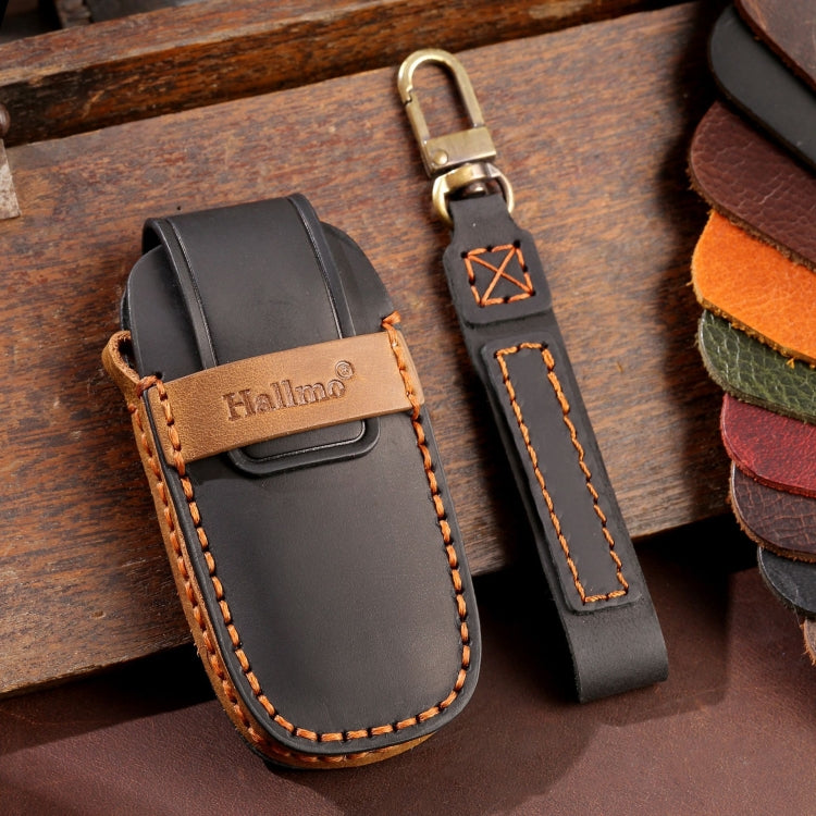 For Nissan Teana / Ariya 5-button Start Hallmo Car Cowhide Leather Key Protective Cover Key Case(Black)