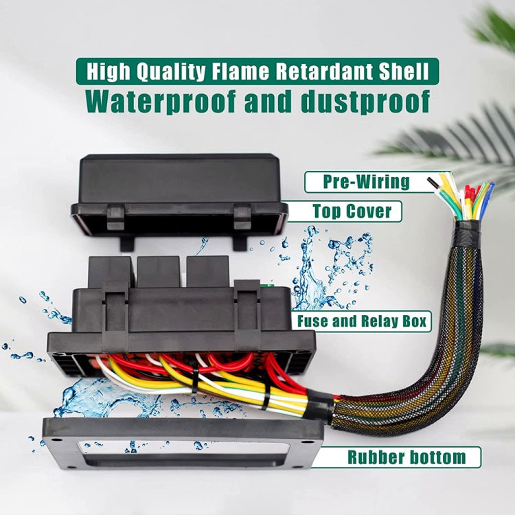 24V 4 Pin Car 6 Slots IP66 Water-resistant Relay Fuse Box with Cable