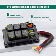 24V 4 Pin Car 6 Slots IP66 Water-resistant Relay Fuse Box with Cable