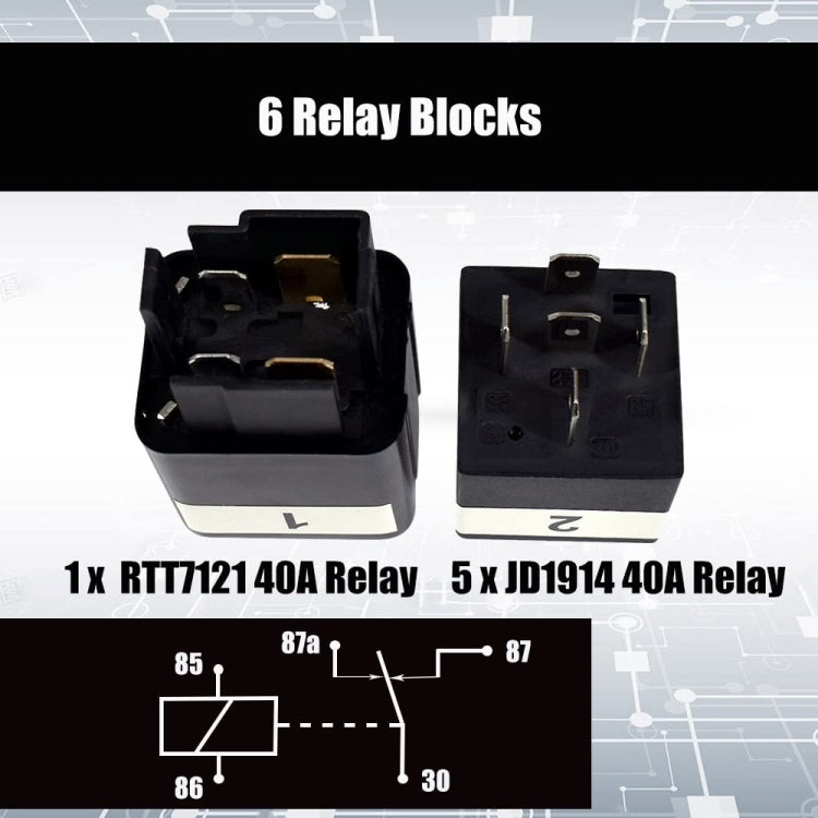 12V 5 Pin Car 6 Slots Water-resistant Relay Fuse Box with Cable