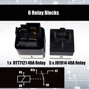 12V 5 Pin Car 6 Slots Water-resistant Relay Fuse Box with Cable
