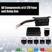 12V 5 Pin Car 6 Slots Water-resistant Relay Fuse Box with Cable