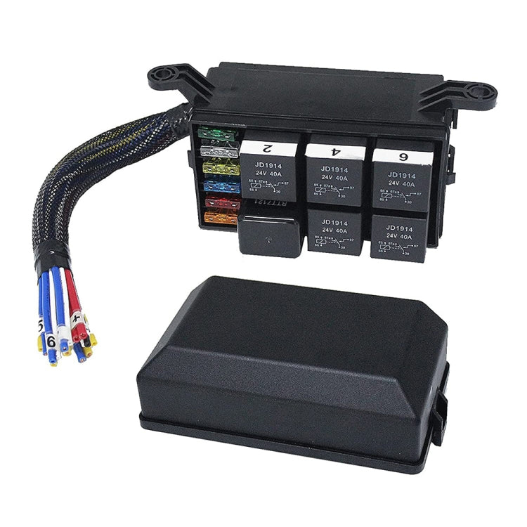 24V 5 Pin Car 6 Slots Water-resistant Relay Fuse Box with Cable