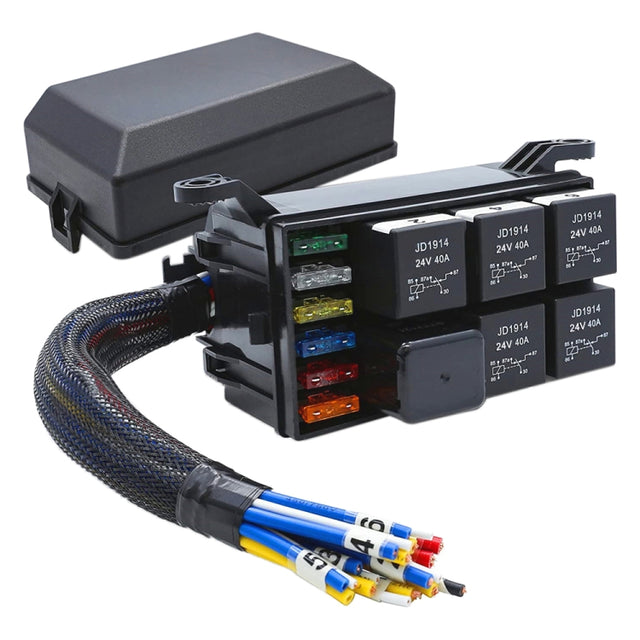 24V 5 Pin Car 6 Slots Water-resistant Relay Fuse Box with Cable