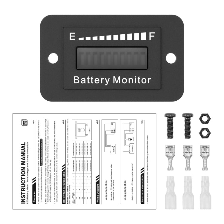 BM210 Electric Vehicles / Golf Carts LED Battery Indicator Adjustable Voltage 12V-72V