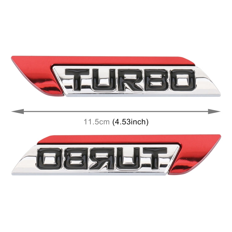 1 Pair Car Turbo Personalized Aluminum Alloy Decorative Stickers, Size: 11.5 x 2.5 x 0.5cm (Red)