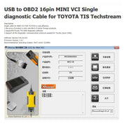 USB to OBD2 16 Pin MINI VCI FT232RL Single Diagnostic Cable for Toyota TIS Techstream