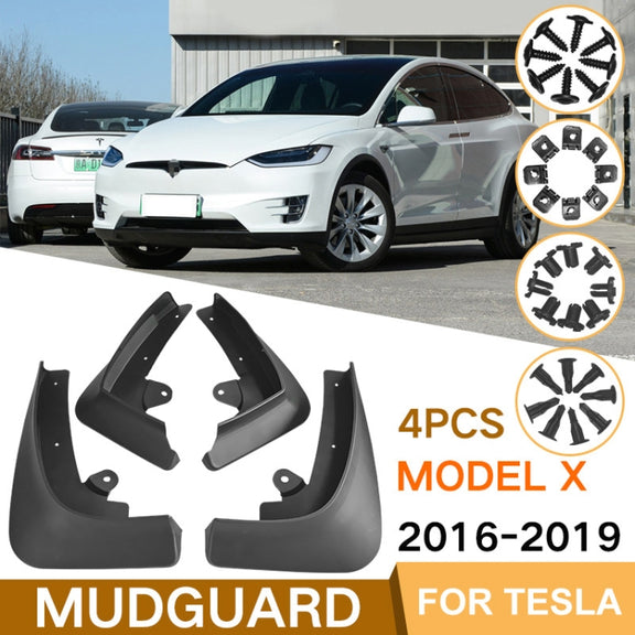 For TESLA MODEL X 2016-2021 4pcs/Set Car Auto Soft Plastic Splash Flaps Fender Guard