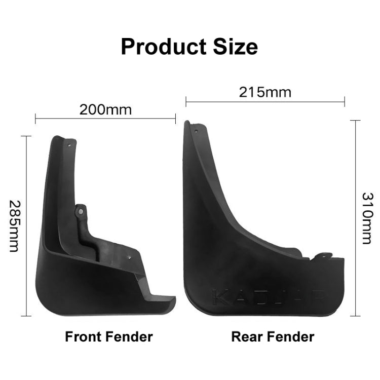 For Renault Kadjar 2016-2019 4pcs/Set Car Auto Soft Plastic Splash Flaps Fender Guard