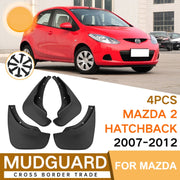 For Mazda 2 Hatchback 2007-2012 4pcs/Set Car Auto Soft Plastic Splash Flaps Fender Guard