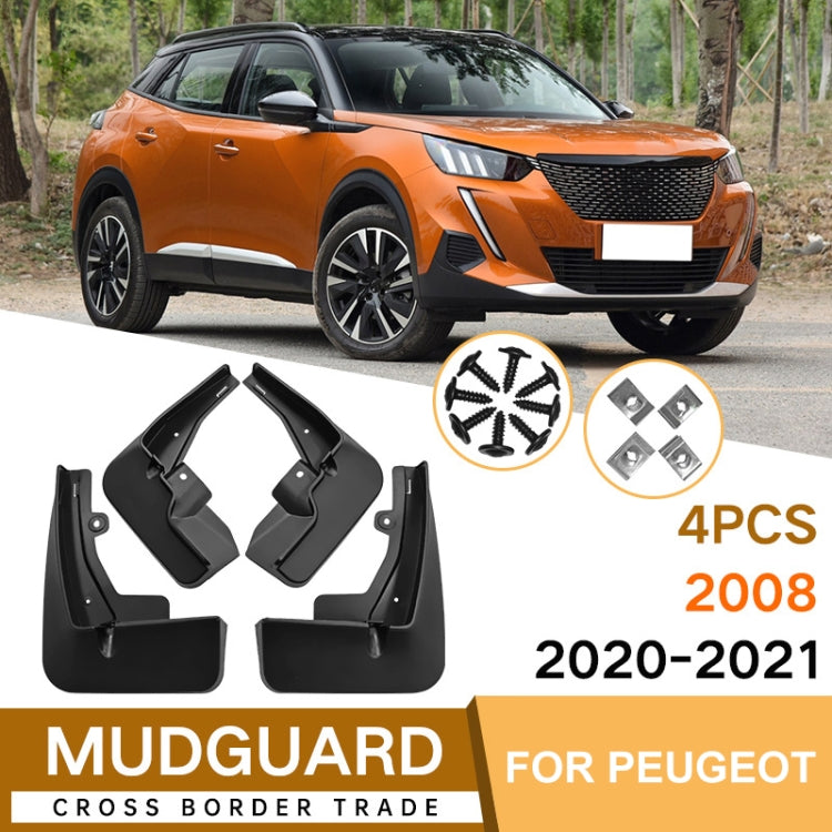 For Peugeot 2008 2020-2023 4pcs/Set Car Auto Soft Plastic Splash Flaps Fender Guard