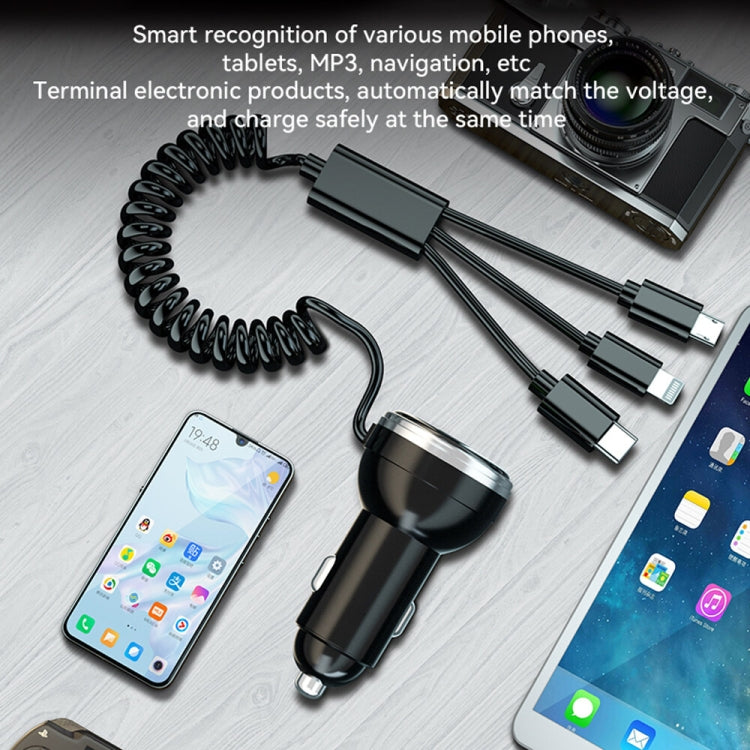 BW15 110W 3 in 1 Charging Cable & Dual USB Port Car Charger (Silver)