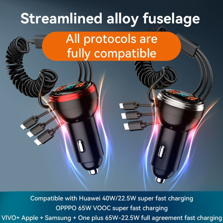 BW15 110W 3 in 1 Charging Cable & Dual USB Port Car Charger (Red)