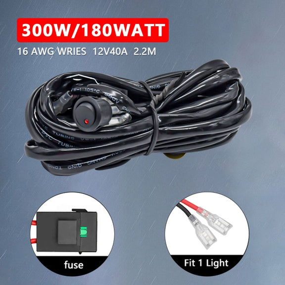 D0034 Off-road Vehicle 300W Round Water-resistant Switch Light Wiring Harness