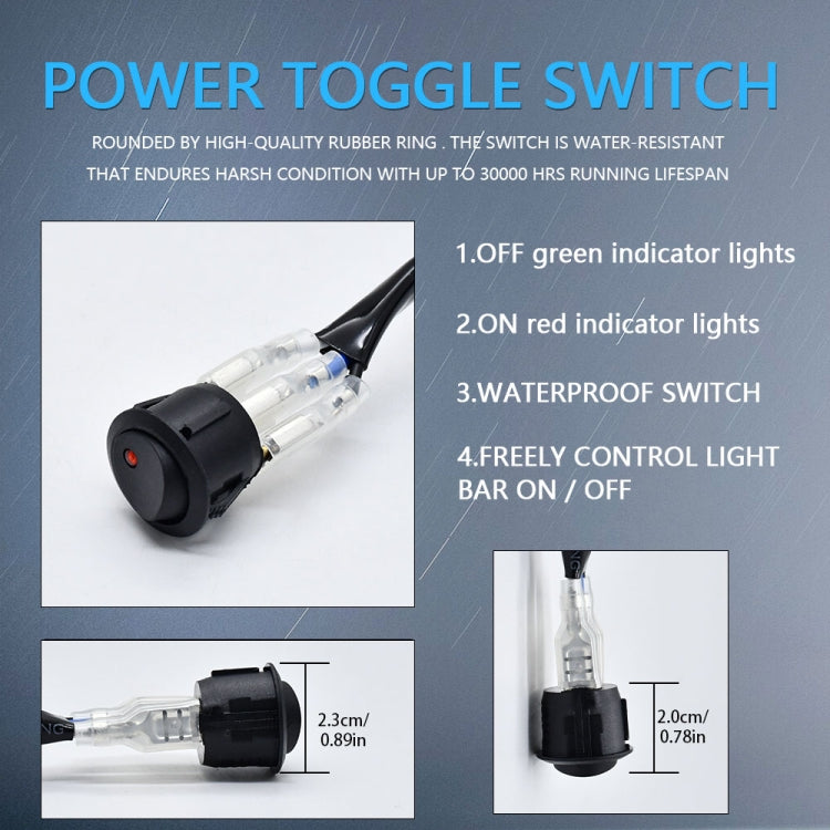 D0034 Off-road Vehicle 300W Round Water-resistant Switch Light Wiring Harness