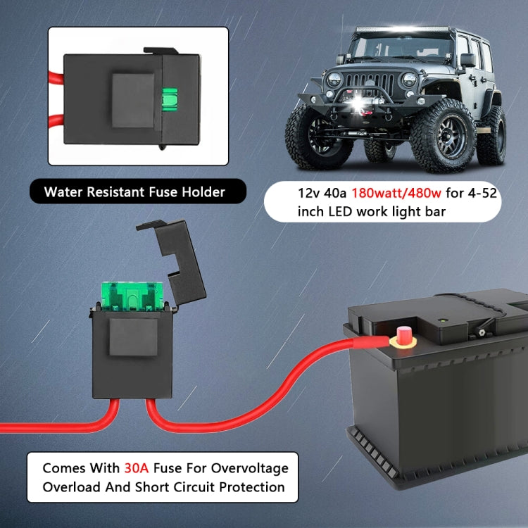 D0034 Off-road Vehicle 300W Round Water-resistant Switch Light Wiring Harness