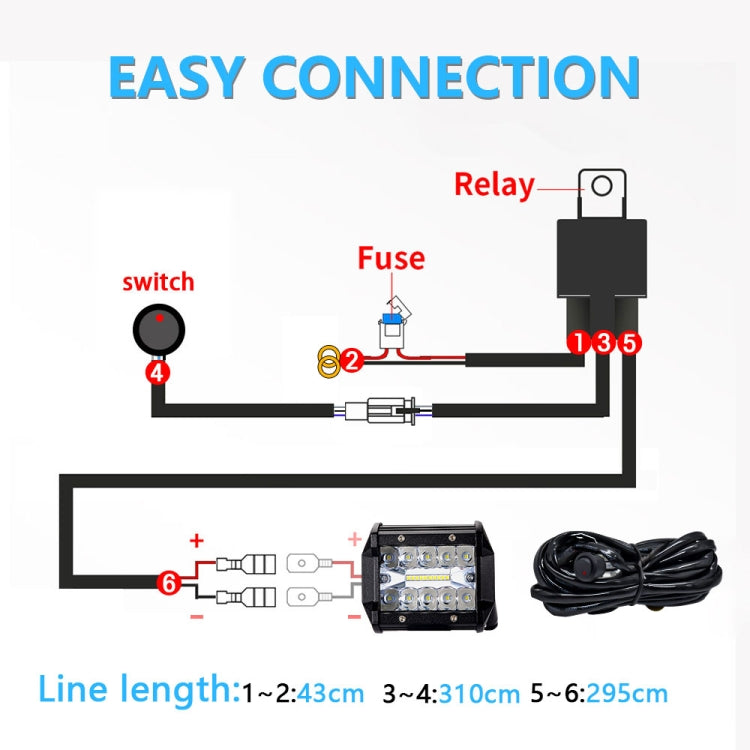 D0034 Off-road Vehicle 300W Round Water-resistant Switch Light Wiring Harness