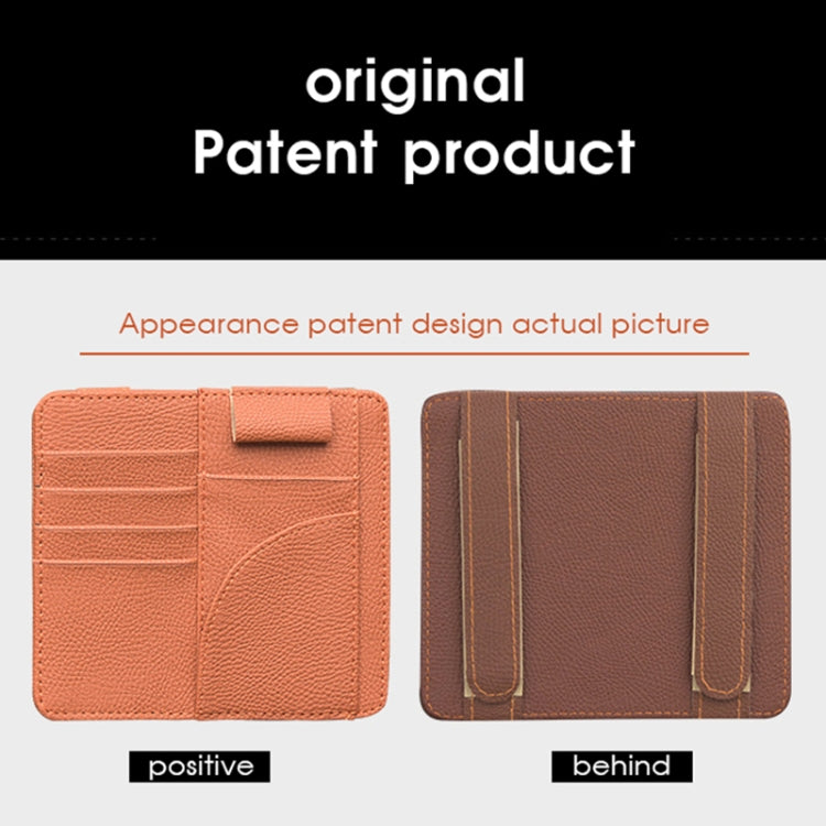 Car Multifunctional Sun Visor Card Holder Bill Storage Card Bag (Brown)