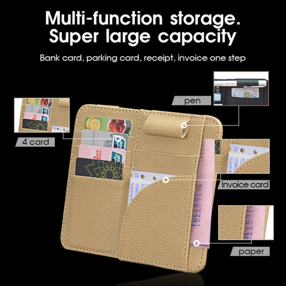 Car Multifunctional Sun Visor Card Holder Bill Storage Card Bag (Orange)